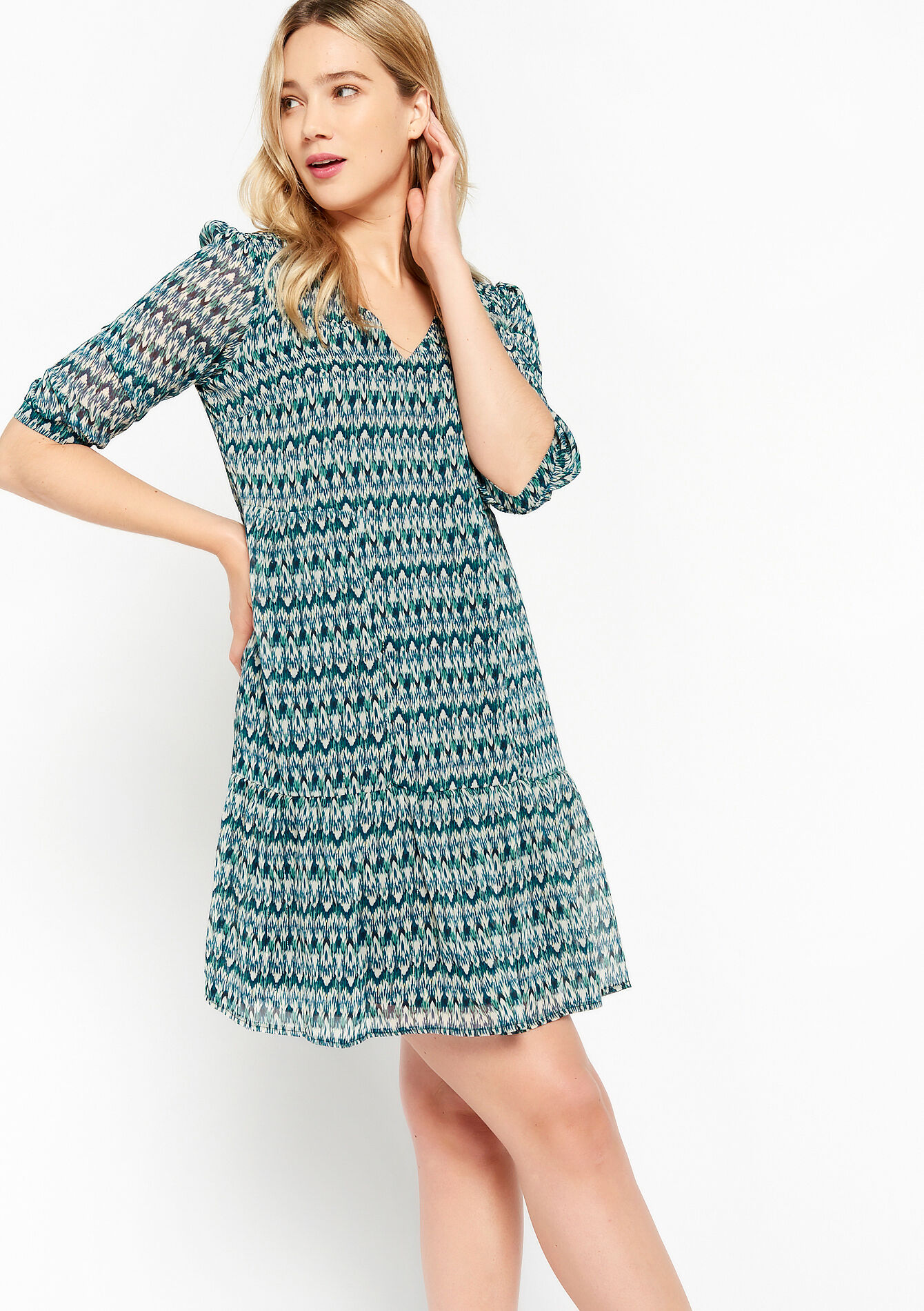 A-line dress with ikat print, A-line dress with ikat print - BLUE DUCK - 08103169_2922