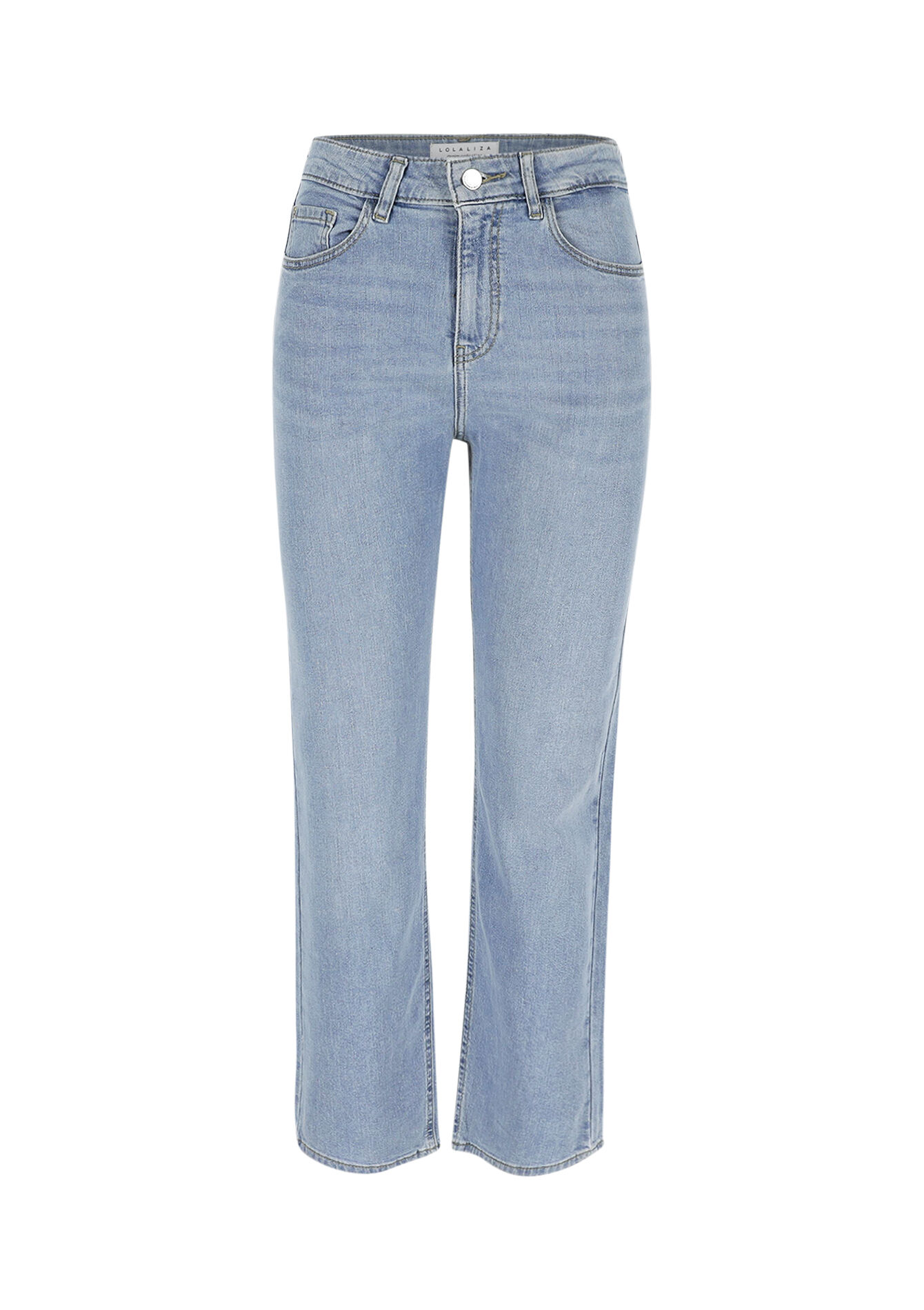 Rechte jeans met hoge taille - BLUE BLEACHED - 22000563_0502