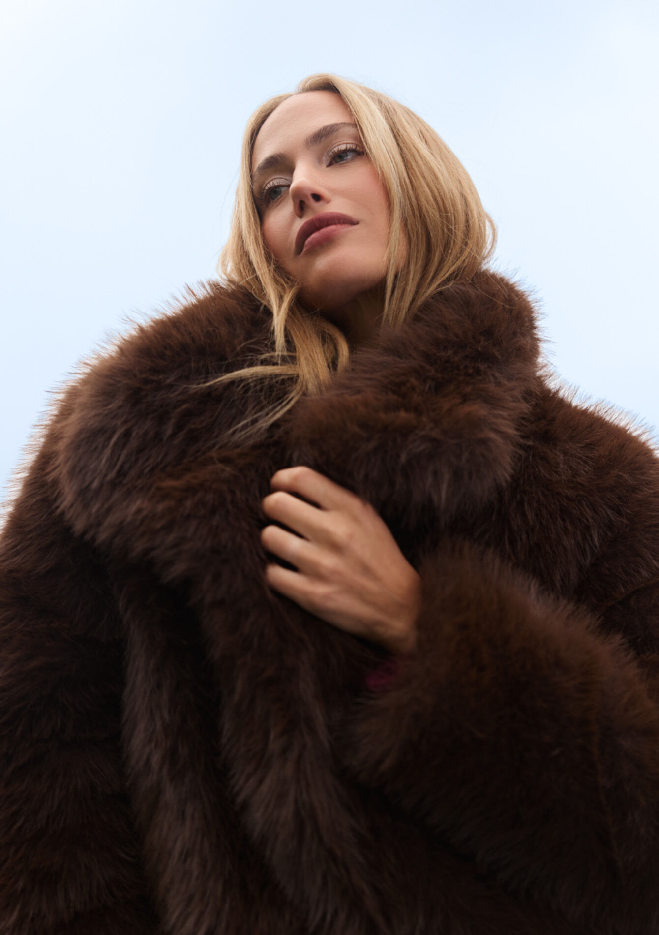 Veste en fausse fourrure col large, Veste en fausse fourrure col large, , back