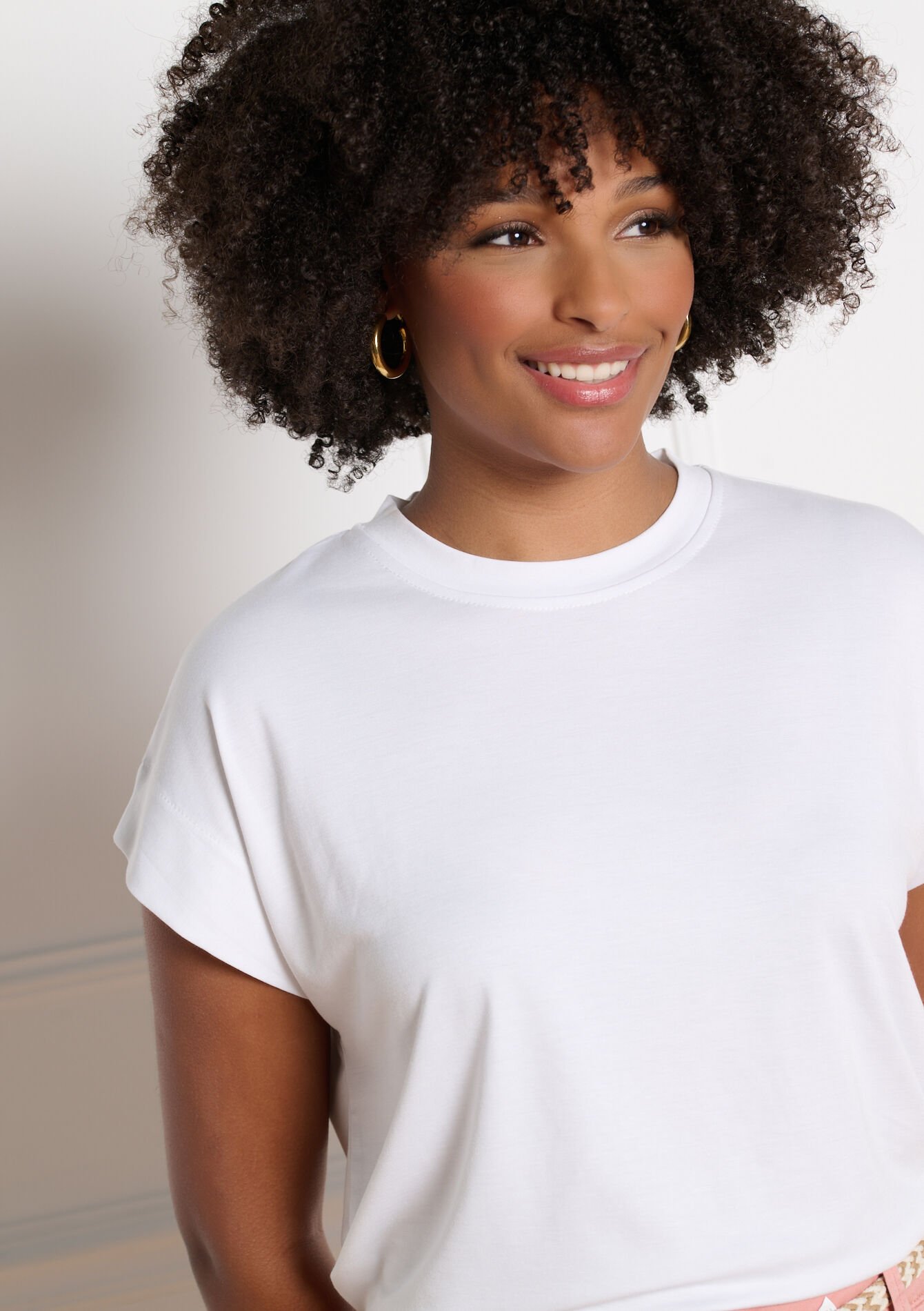 Soepele t-shirt met korte mouwen - OPTICAL WHITE - 02301933_1019