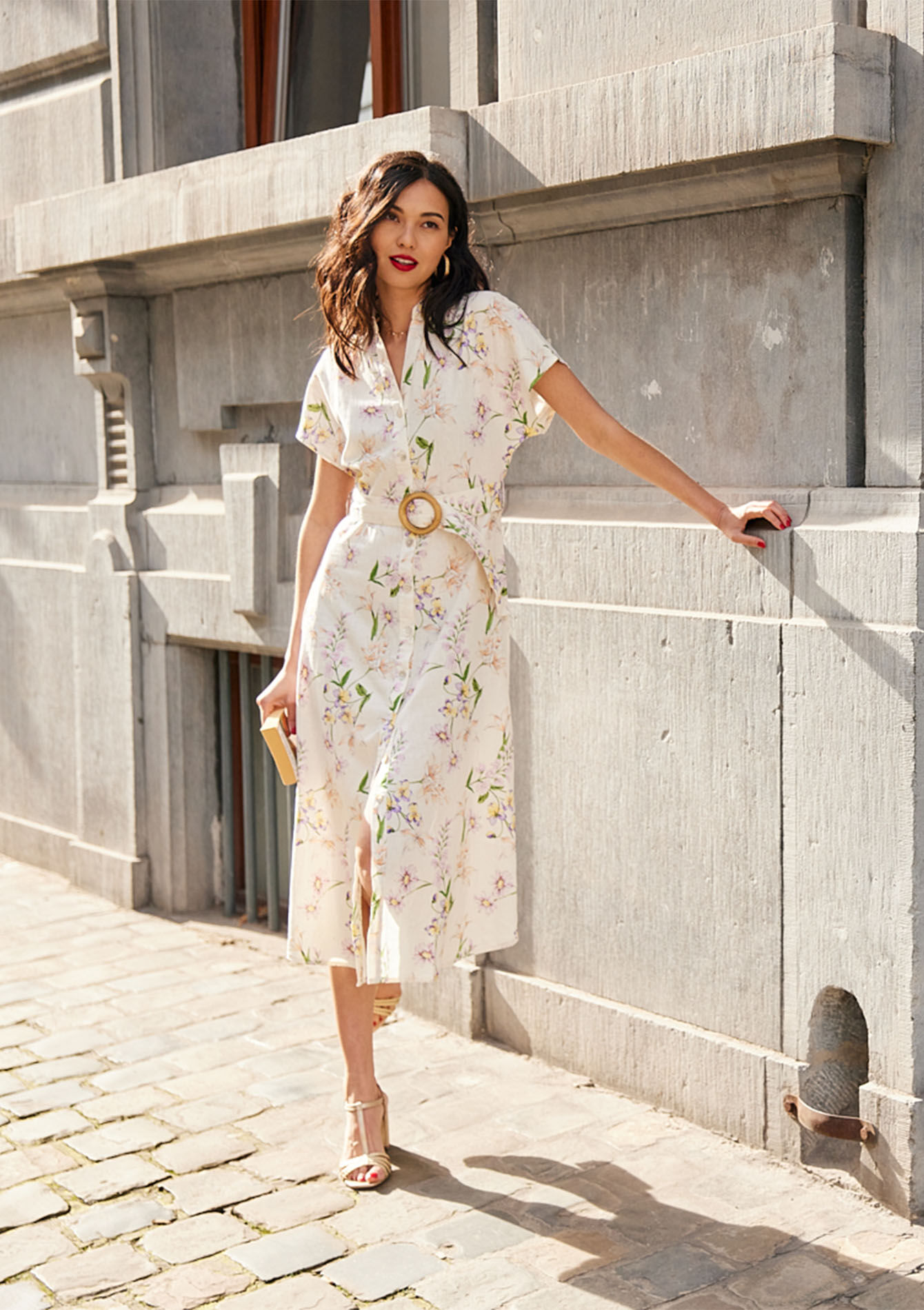 Hemdjurk met bloemenprint, Hemdjurk met bloemenprint - OFFWHITE - 08602226_1001