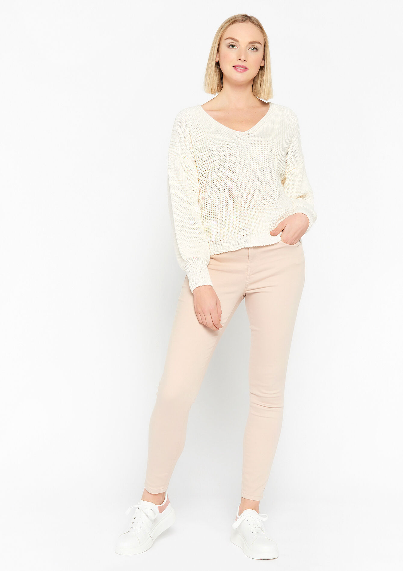 V-neck pullover - OFFWHITE - 04006103_1001