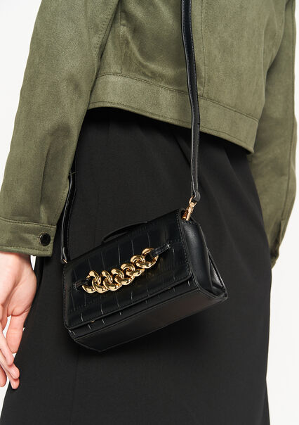Shoulder bag with croco pattern - BLACK - 1039911