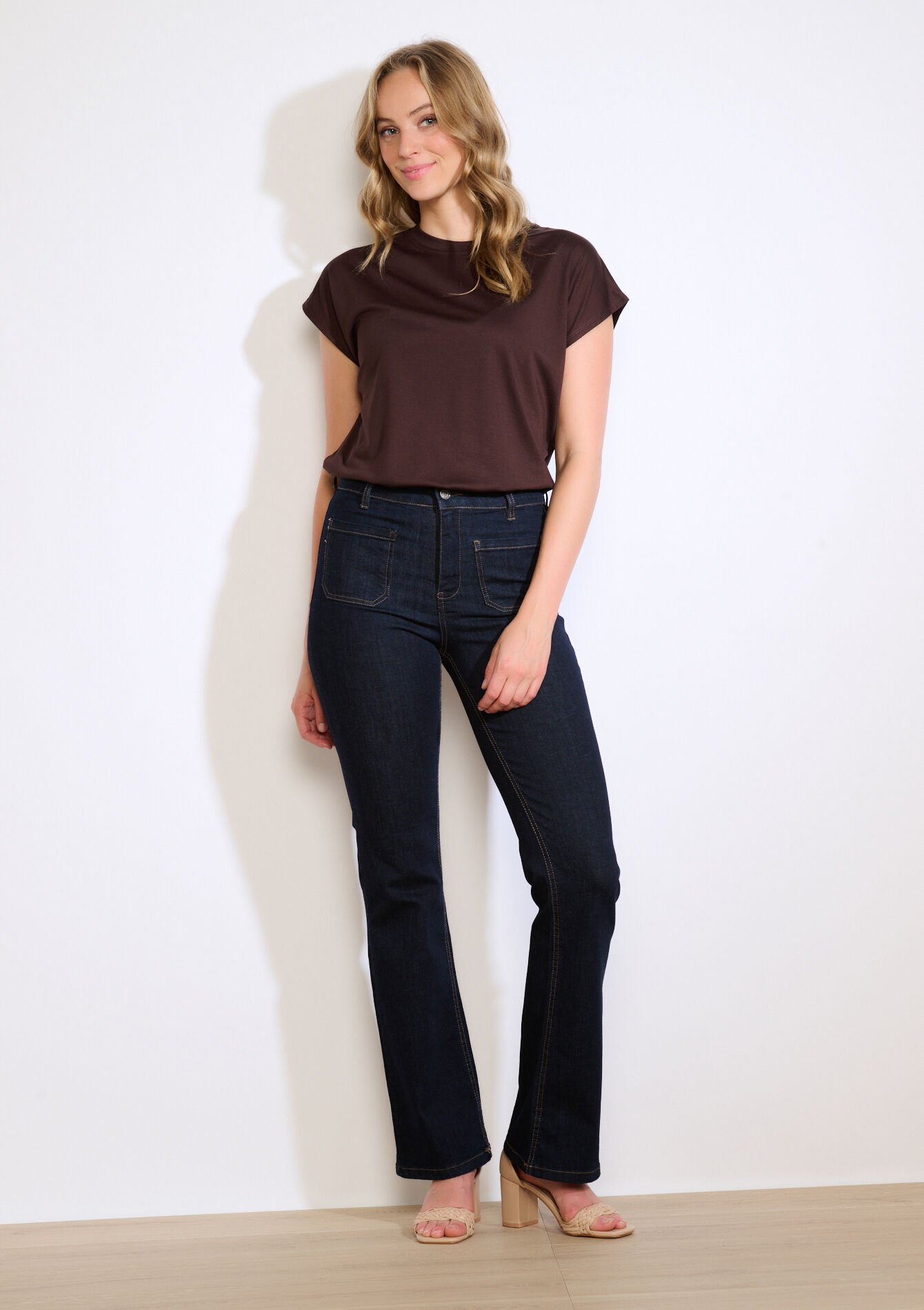 T-shirt fluide à épaules cap - BROWN DARK CHOCOLATE - 02301869_3720