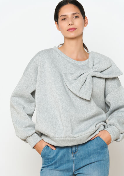Sweater met grote strik - GREY MED MEL - 03001715_3507