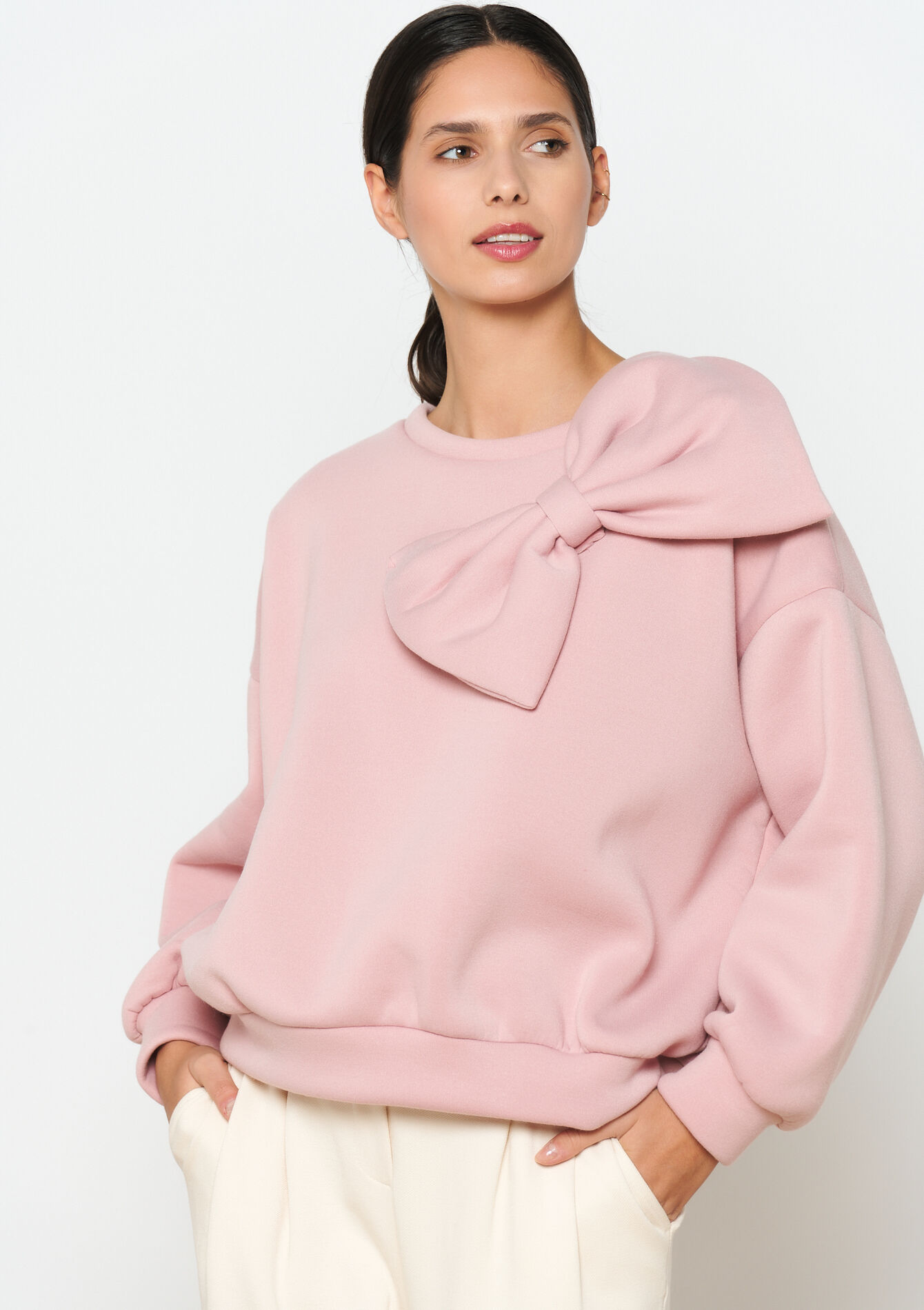 Pull avec grand noeud, Pull avec grand noeud - LIGHT PINK - 03001715_1303