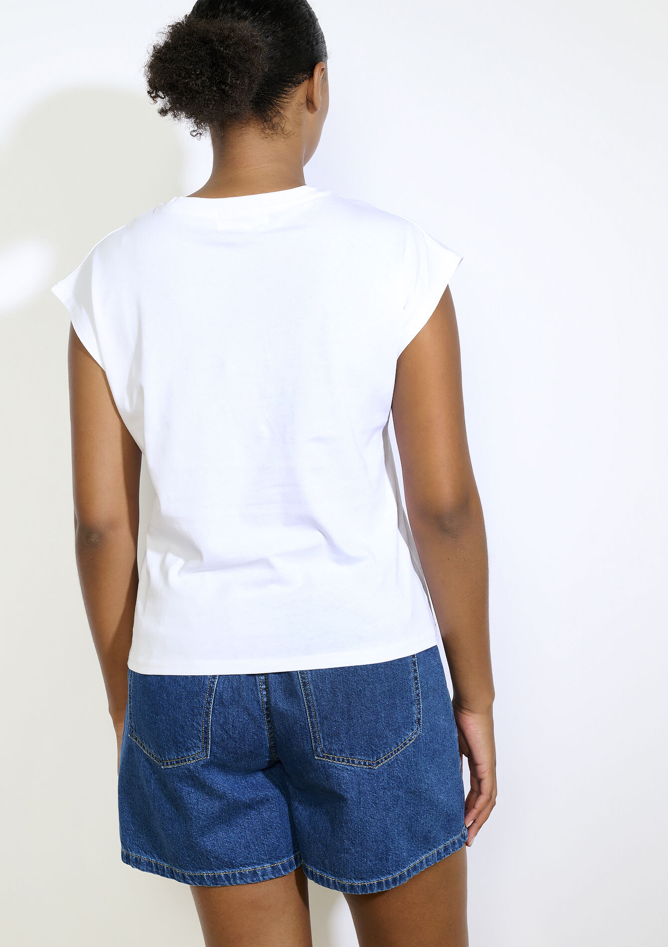 T-shirt sequins floraux , T-shirt sequins floraux - OPTICAL WHITE - 02301866_1019