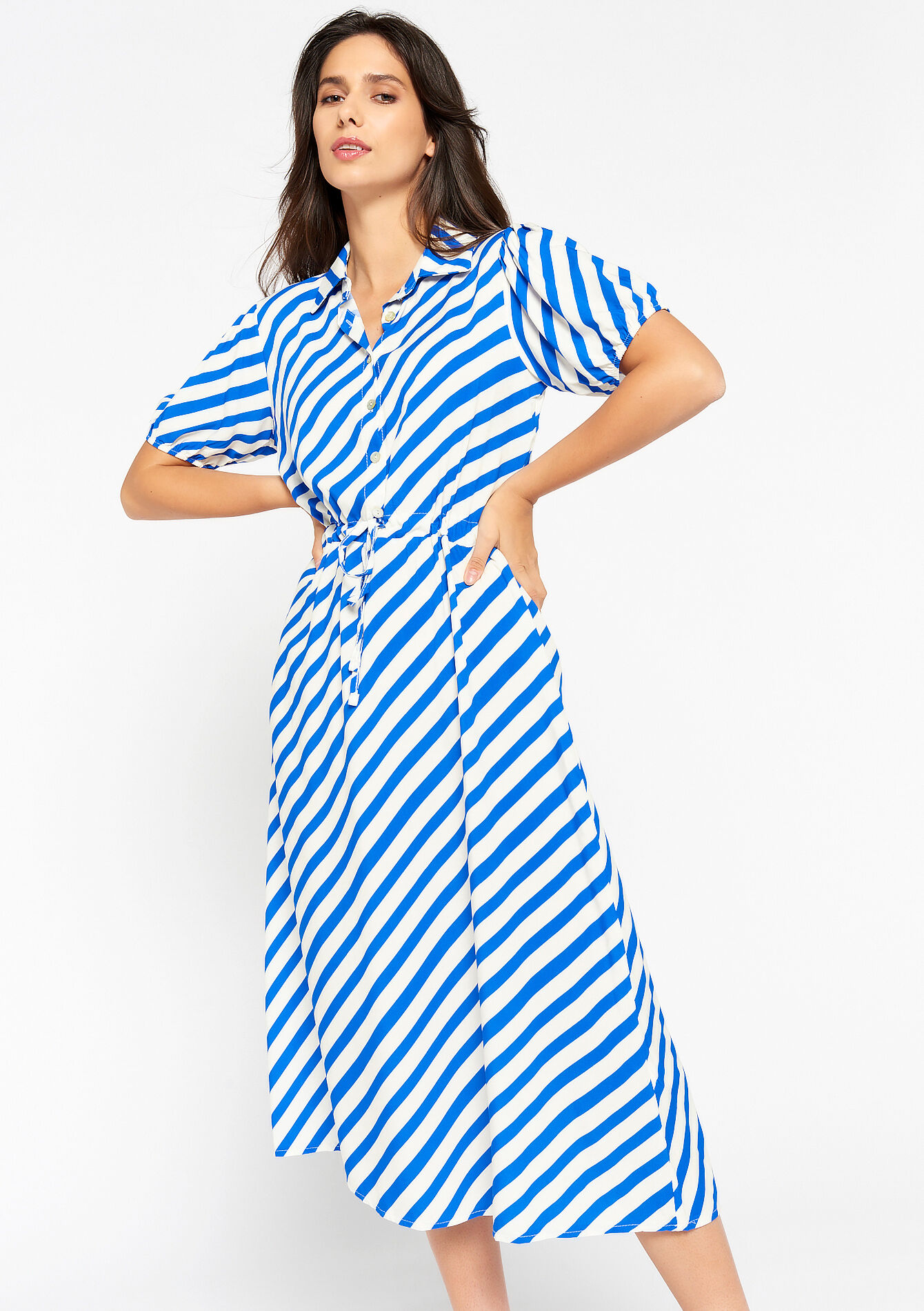 Robe-chemise à rayures - ELECTRIC BLUE - 08602061_1619