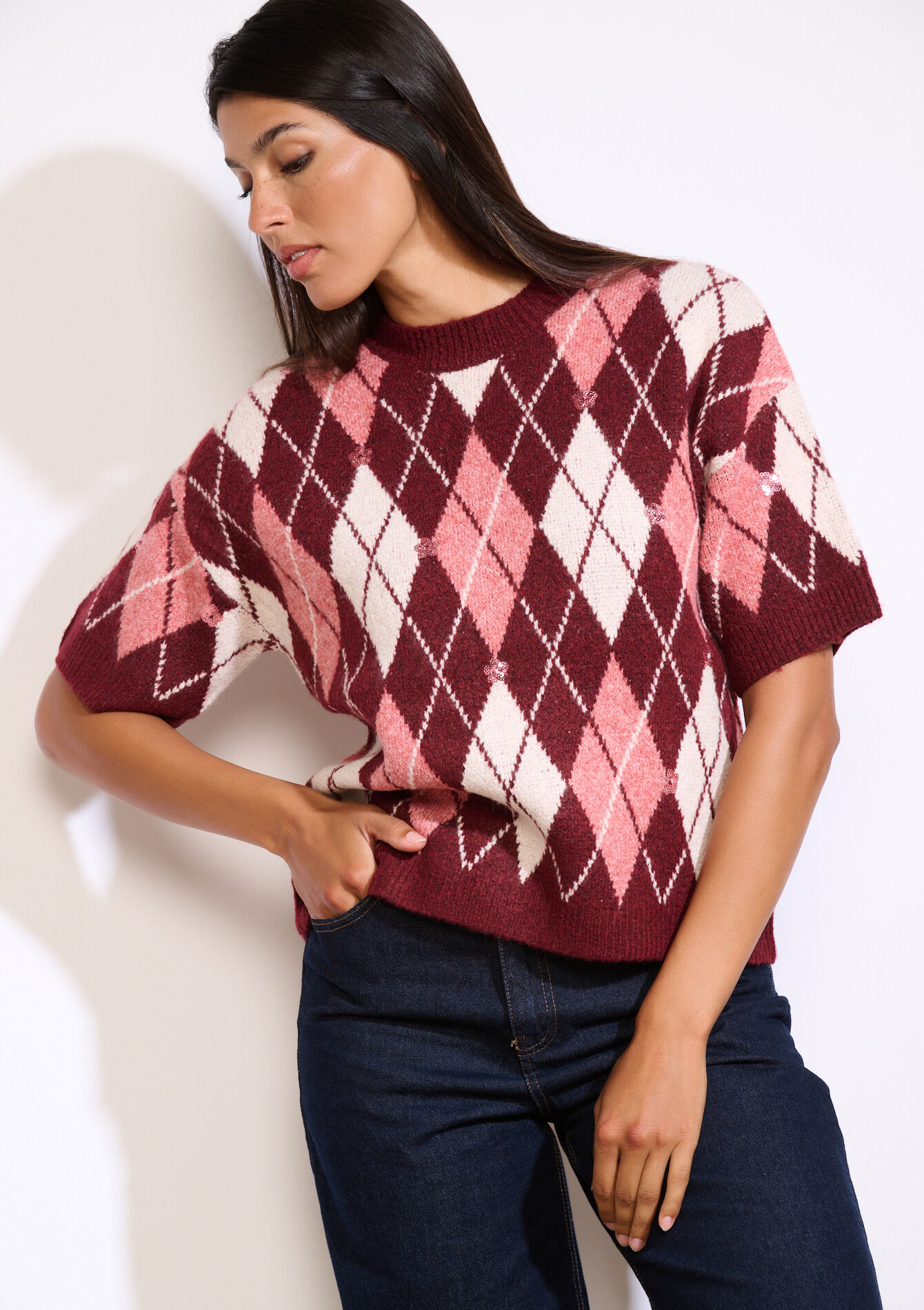 Pull en maille losange, Pull en maille losange - BORDEAUX WINE - 04006986