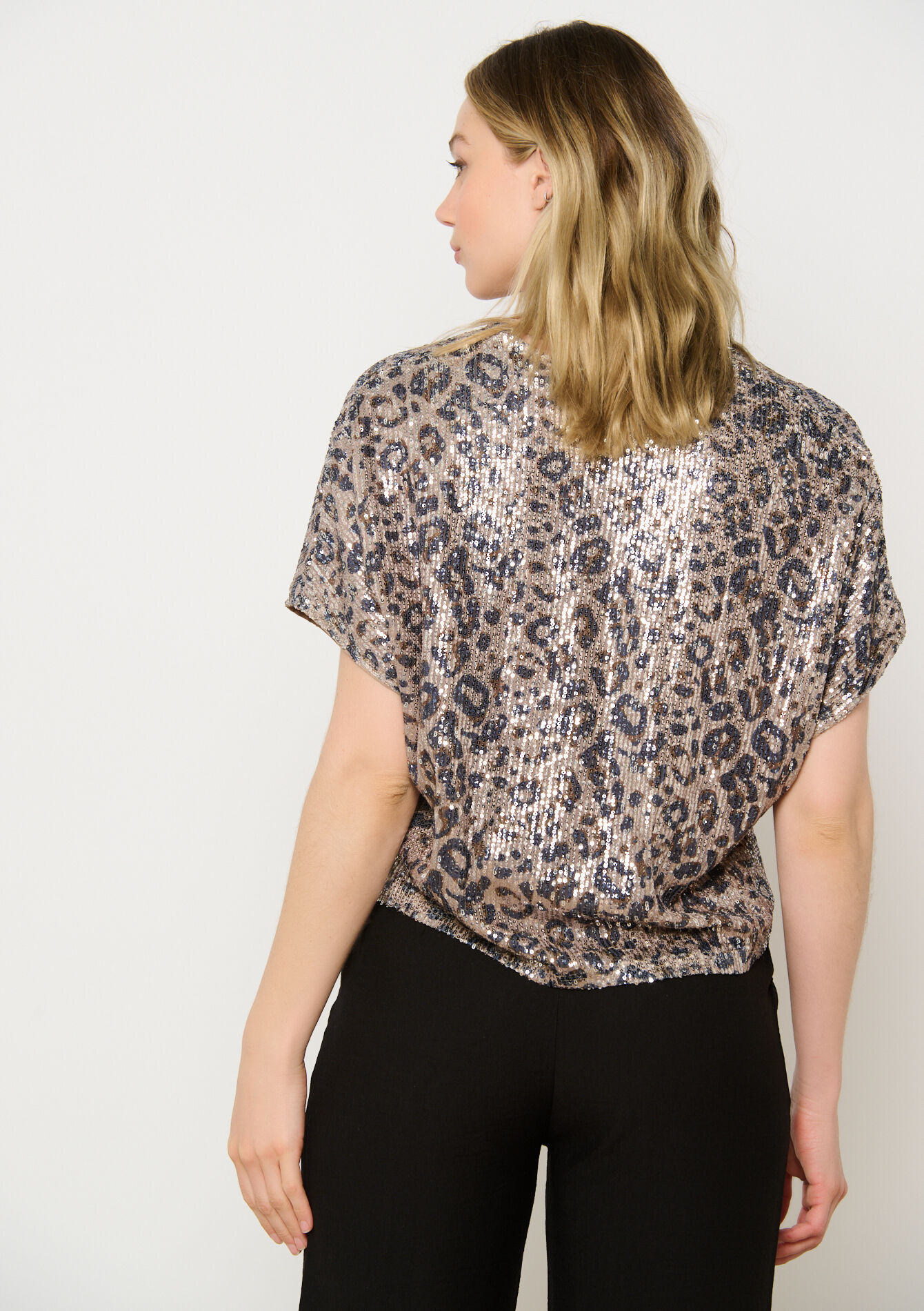Leopard sequin blouse - BEIGE SAND - 05702760_1940