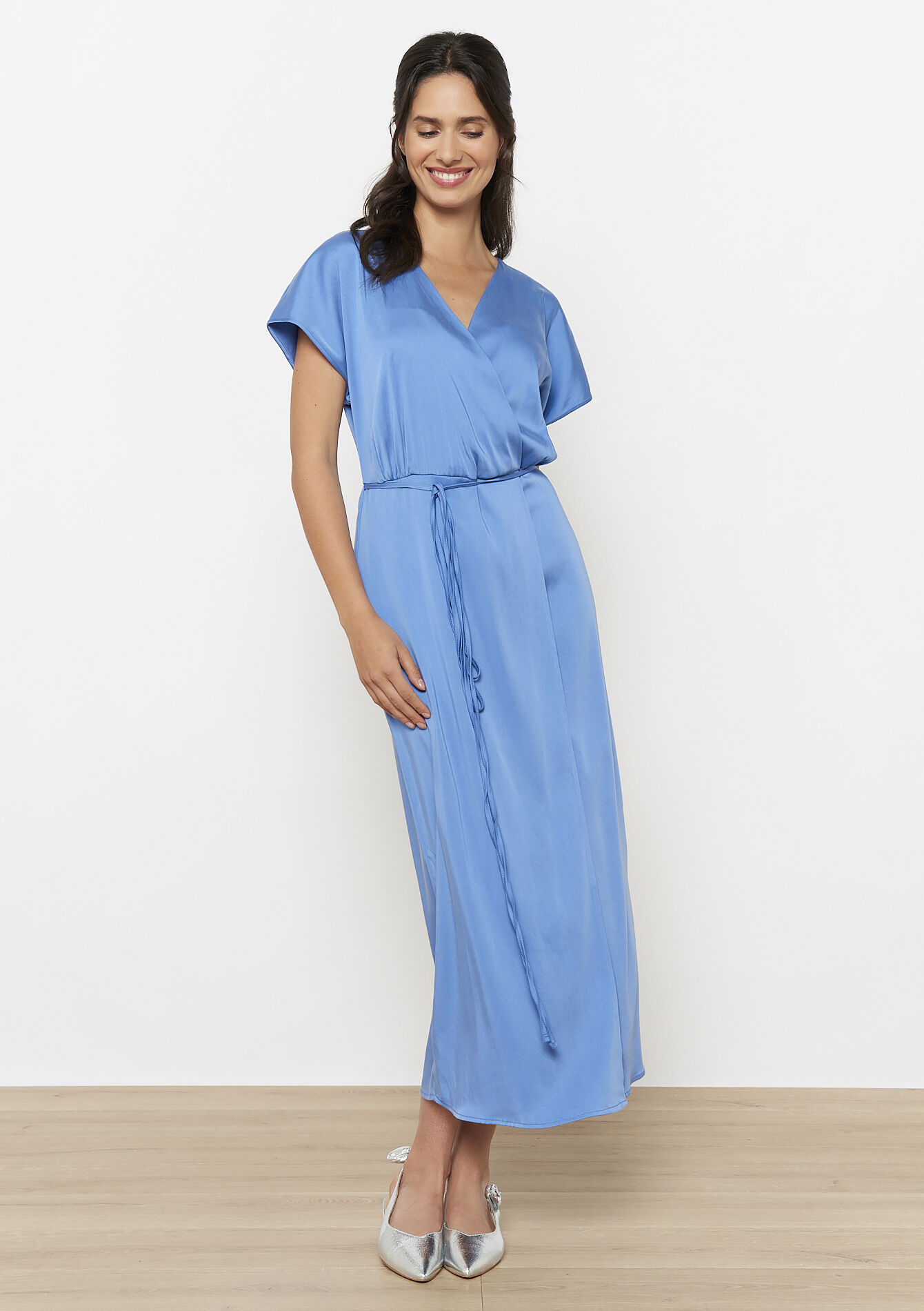 Robe midi portefeuille, Robe midi portefeuille - BLUE PASTEL - 08104029_3003