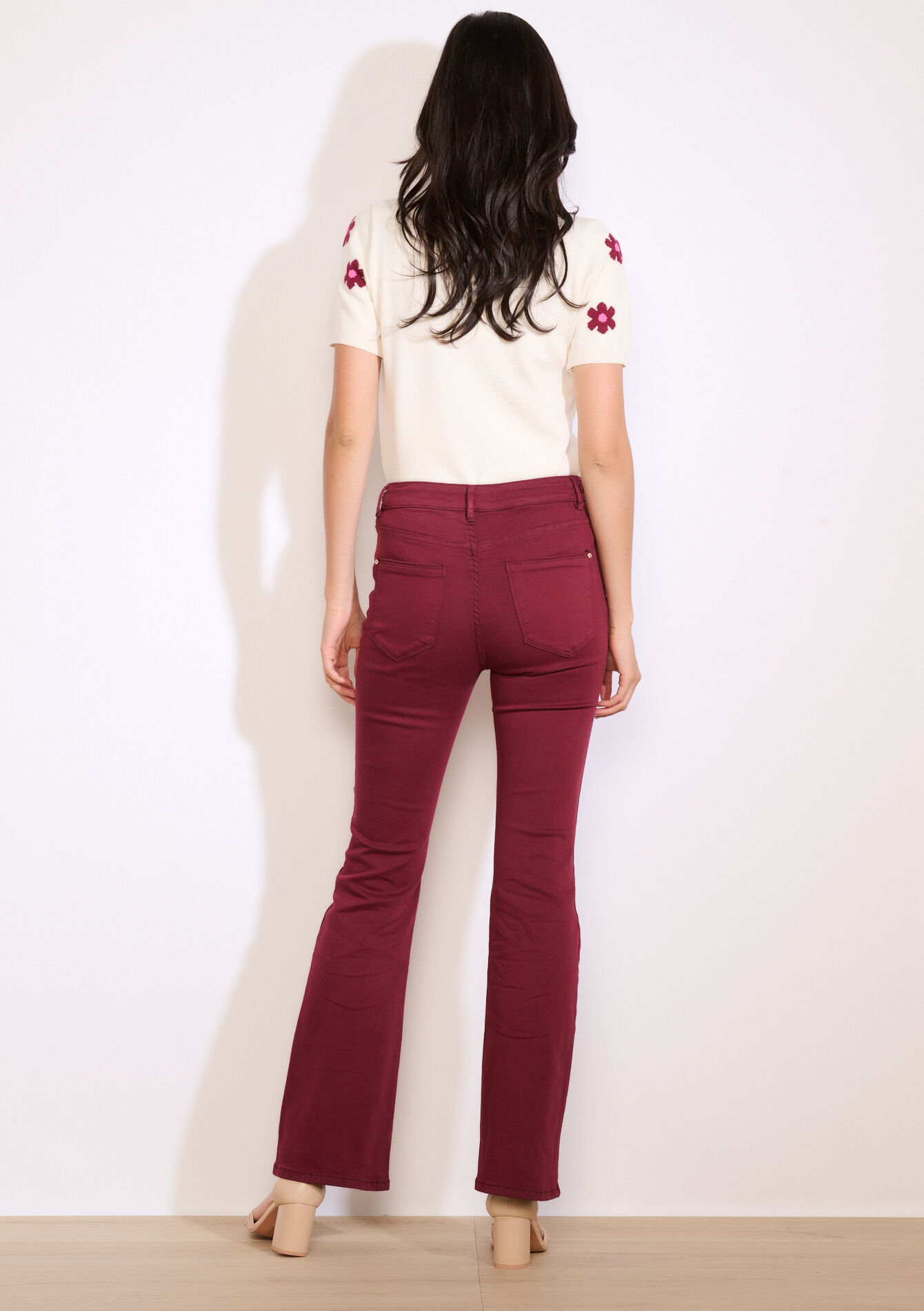 Bootcut jeans met hoge taille, Bootcut jeans met hoge taille - BORDEAU WINE - 06004596_1467