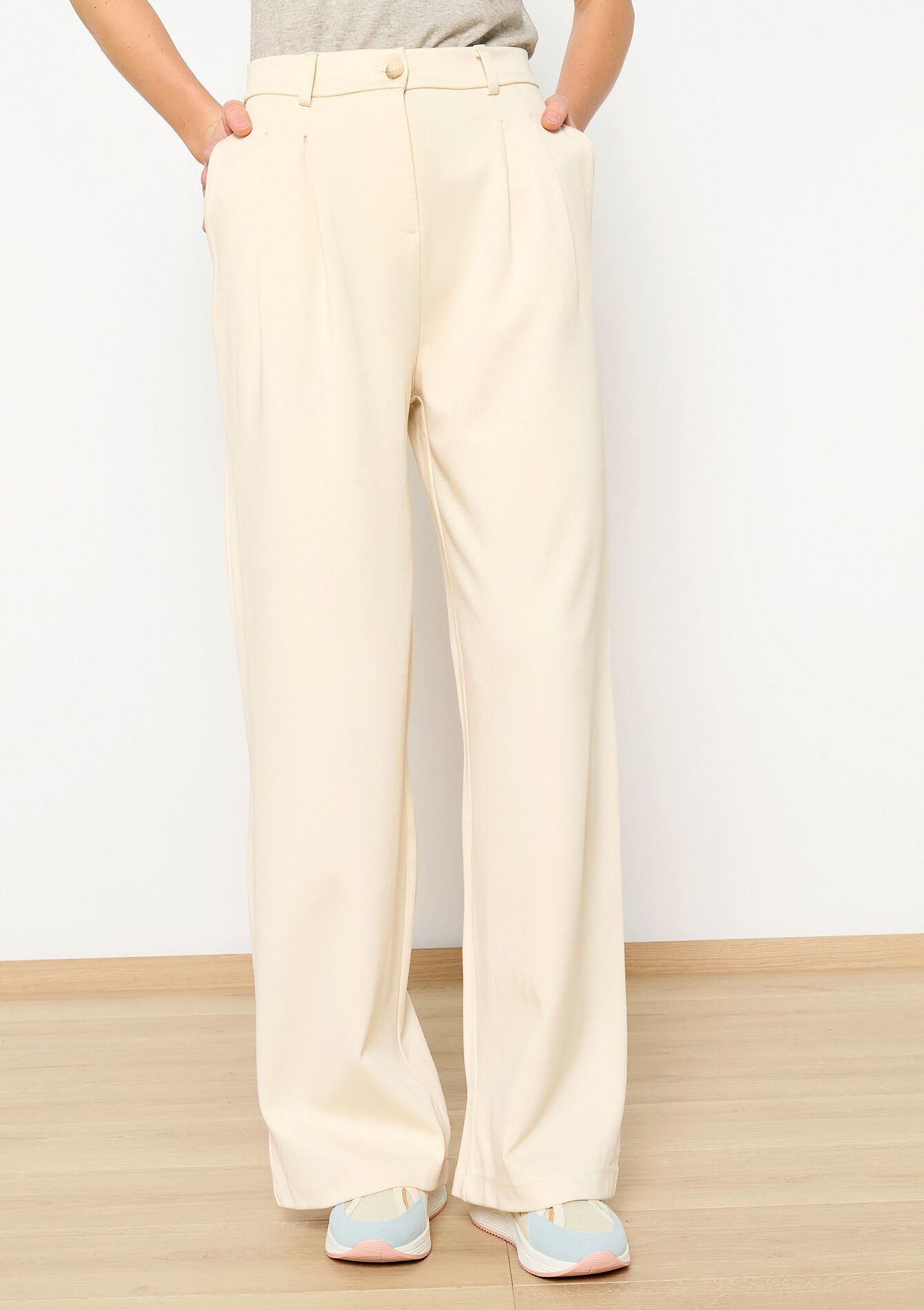 Long palazzo trousers, Long palazzo trousers - VANILLA WHITE - 06100599_1013
