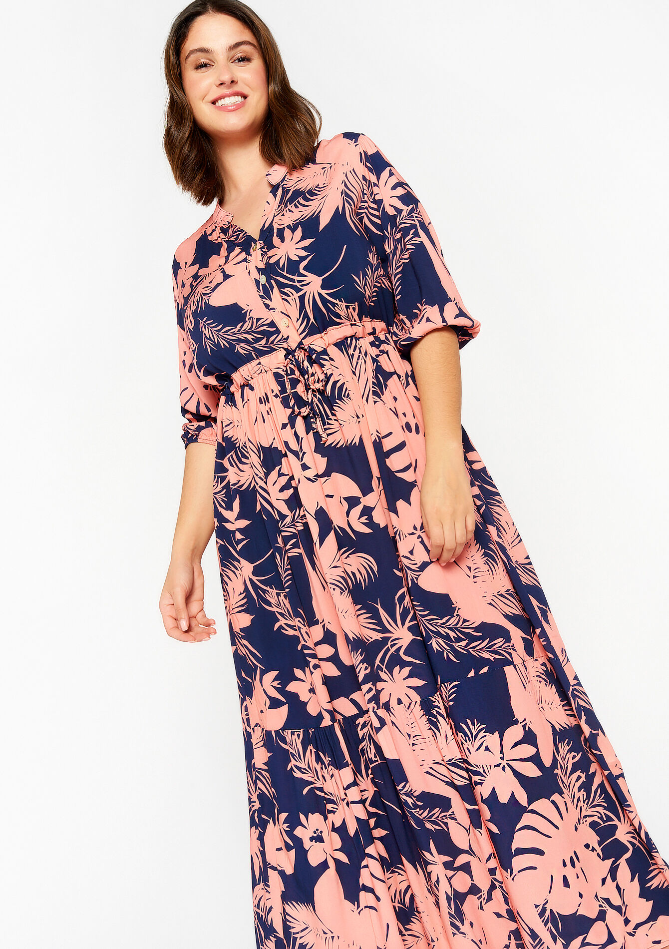 Maxi-jurk met bloemenprint, Maxi-jurk met bloemenprint - NAVY BASIC - 08601985_2723