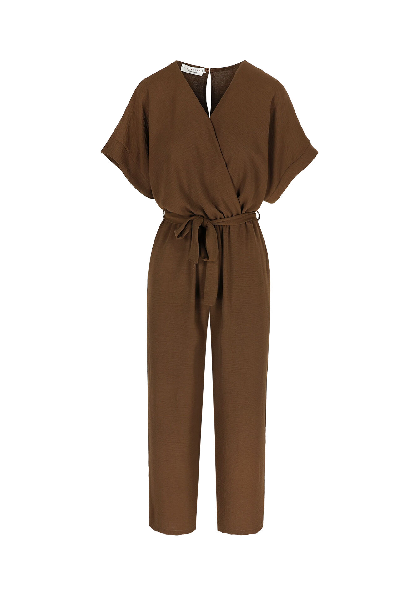 Flowy belted jumpsuit - CAMEL BROWN - 06004613_3818