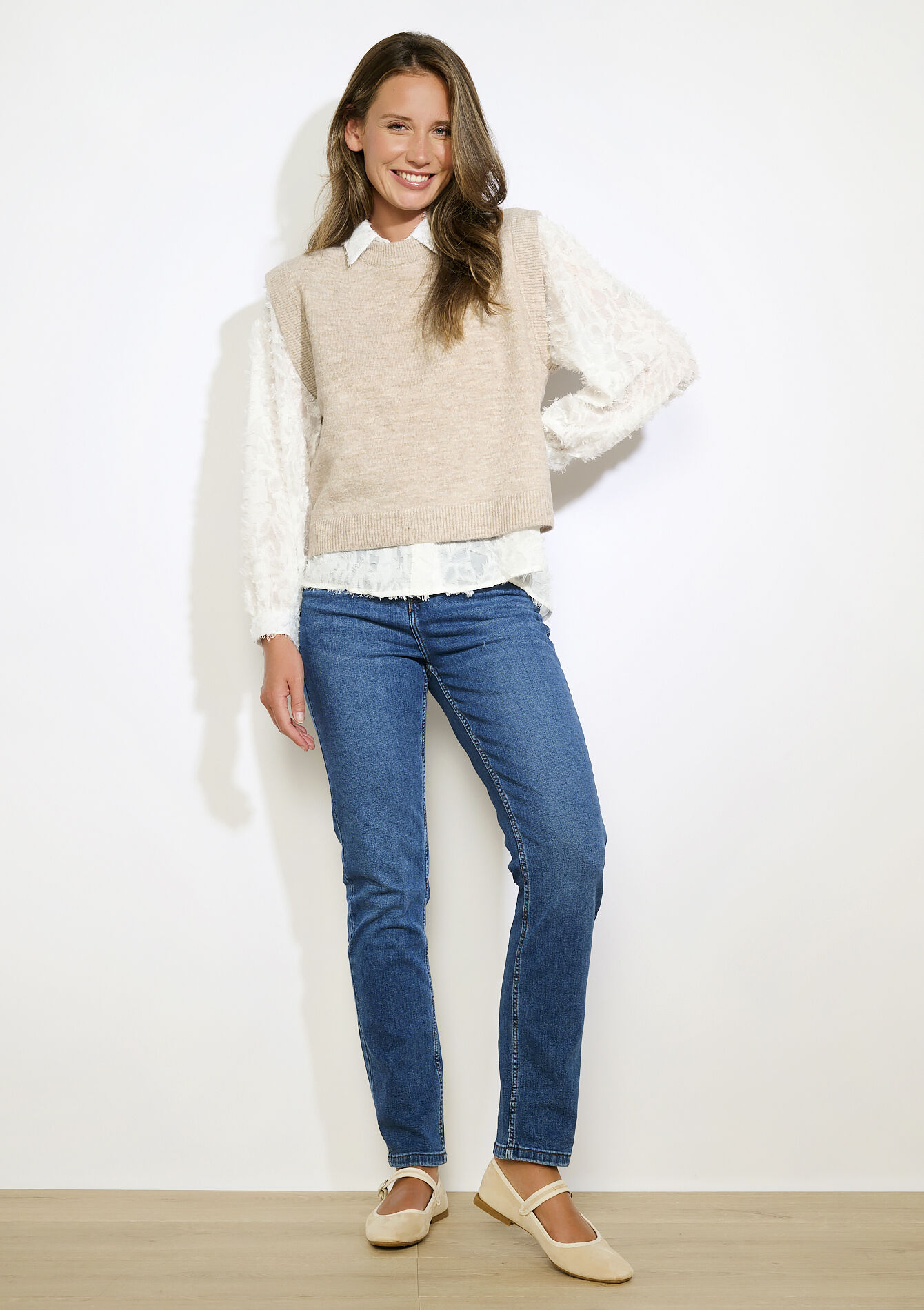 Mouwloze gebreide trui, Mouwloze gebreide trui - BEIGE CHINE - 04006912_4025