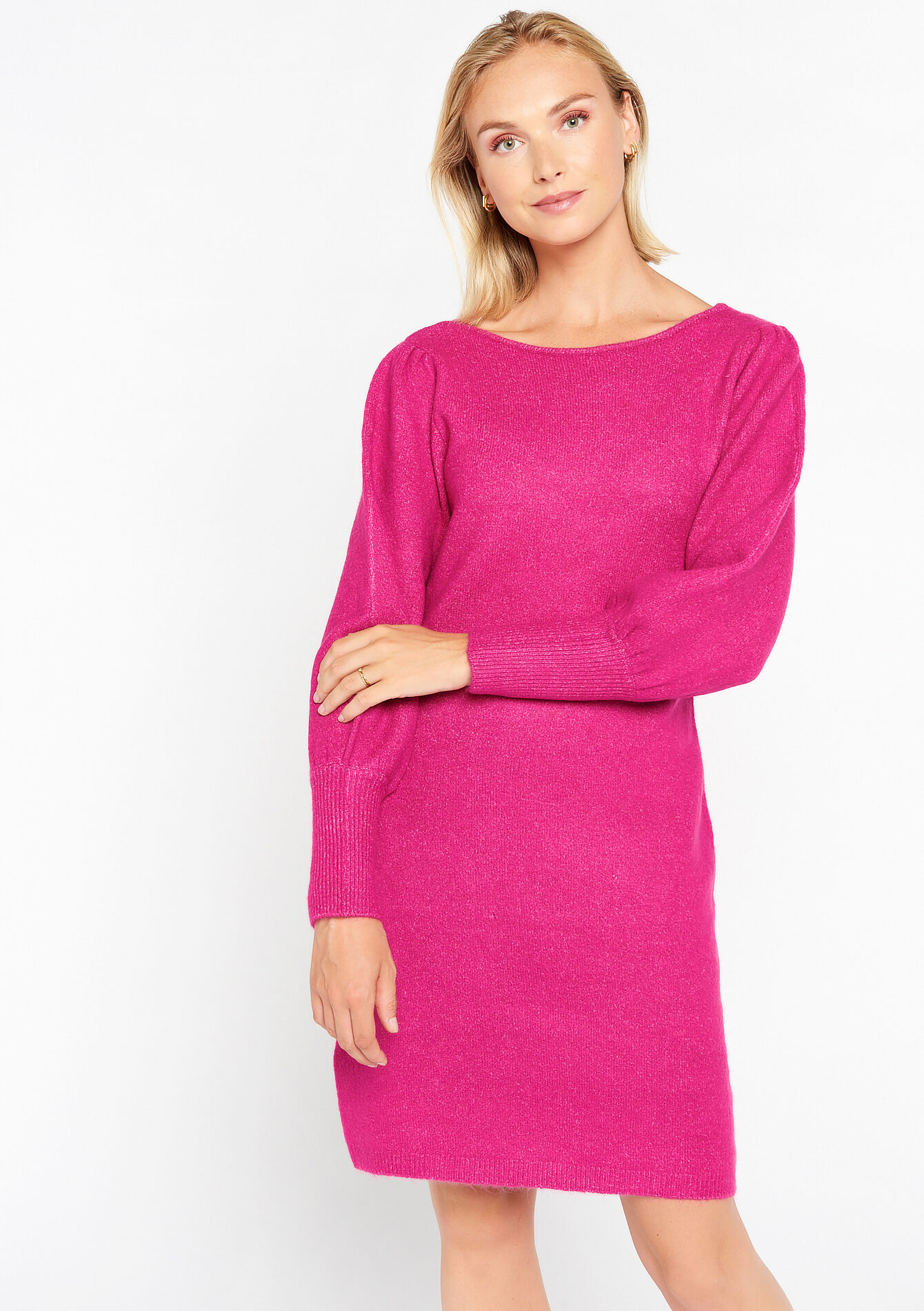 Trui-jurk met boothals, Trui-jurk met boothals - FUCHSIA - 08601932_5626