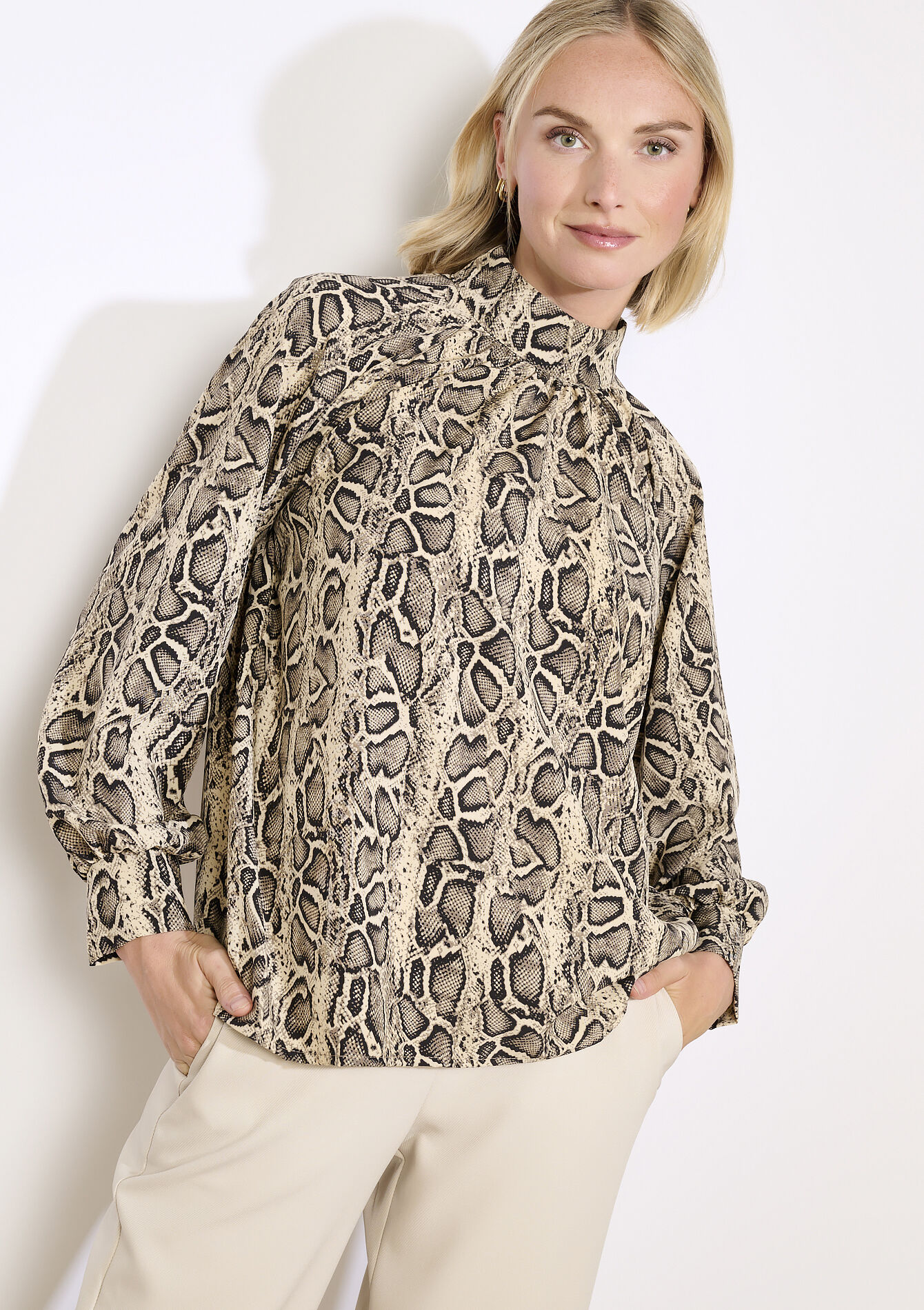 Printed fluid blouse, Printed fluid blouse - LT BEIGE - 05702989_2527