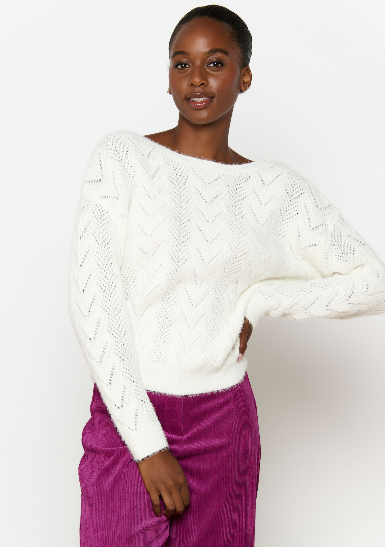 Opengewerkte trui, Opengewerkte trui - OFFWHITE - 04006612_1001