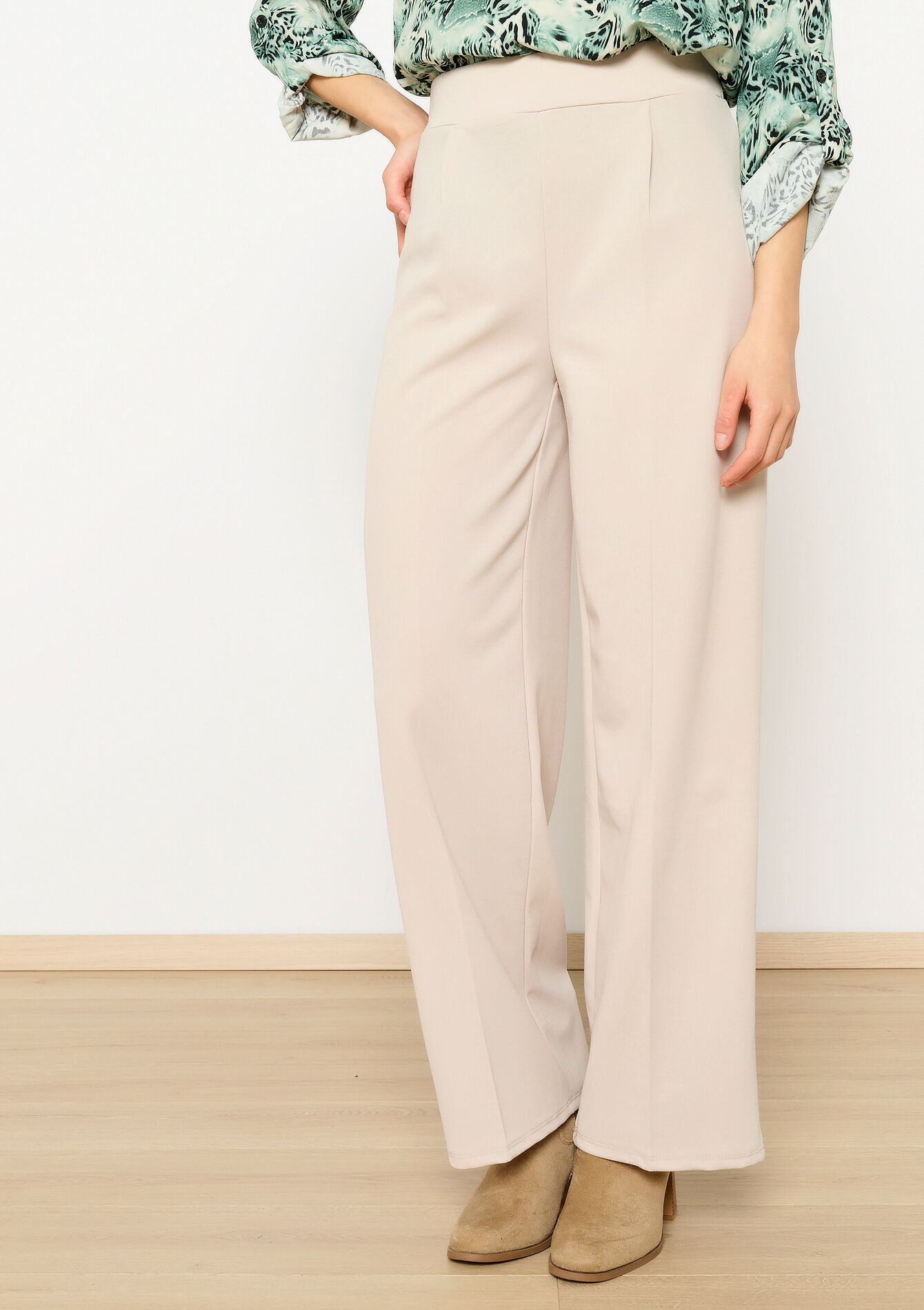 Losse broek met bandplooi, Losse broek met bandplooi - LT BEIGE - 06600945_2527