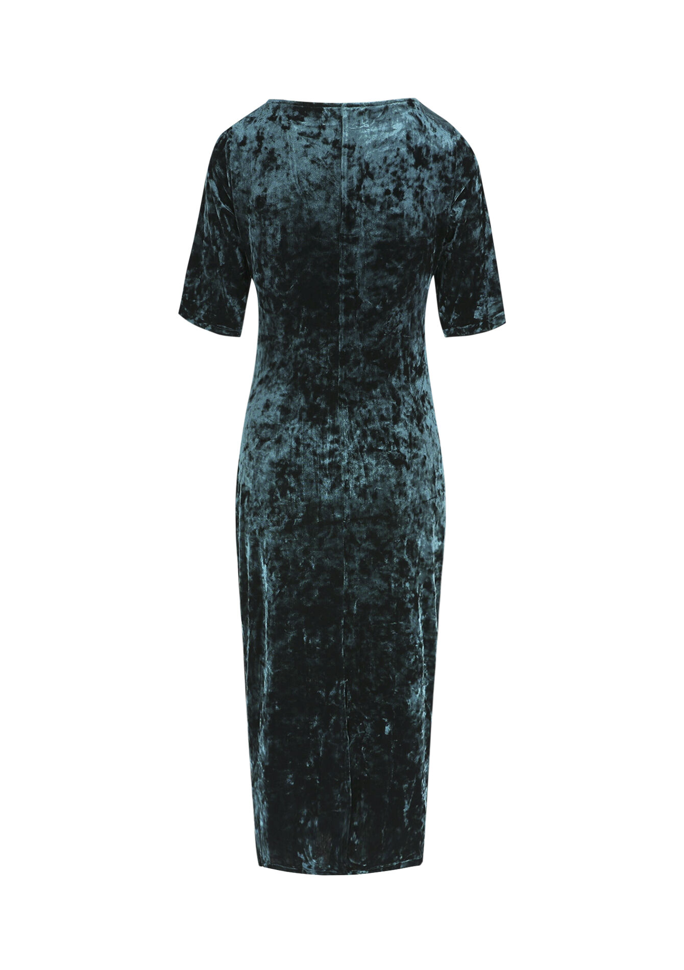 Fluwelen bodycon jurk met drapé - BOTTLE GREEN - 08104350_1778