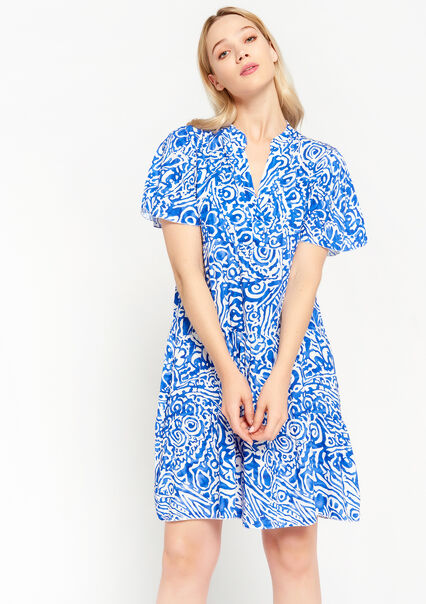 A-line dress with print - BLUE FAIENCE - 08102849_1584