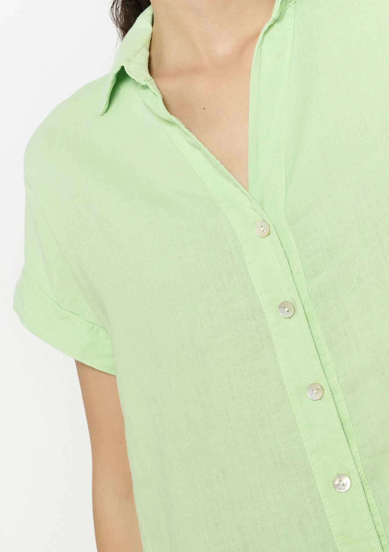 Linnen blouse met knoopsluiting - GREEN APPLE - 05702839_1783