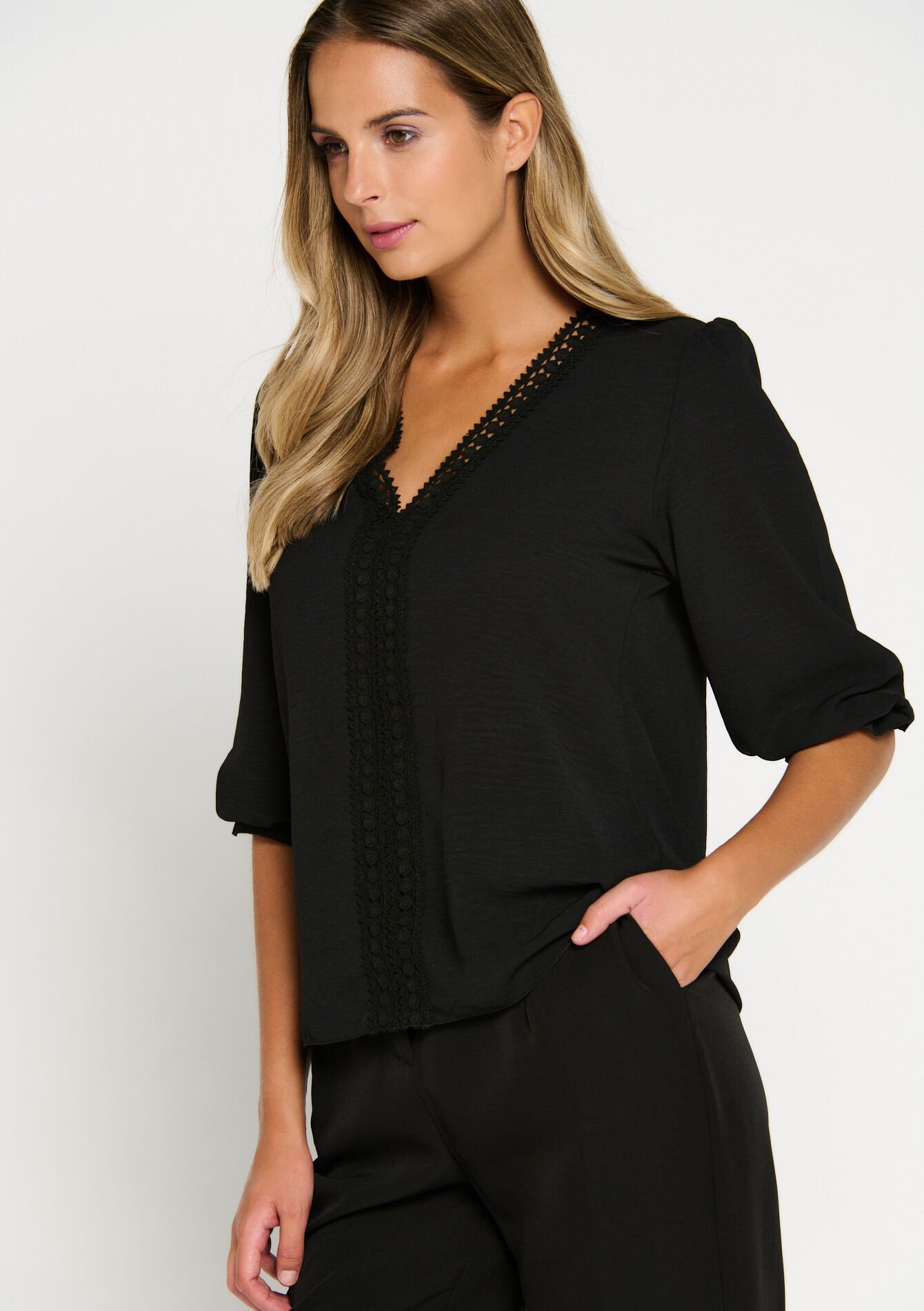 Blouse en dentelle - BLACK - 05702283_1119