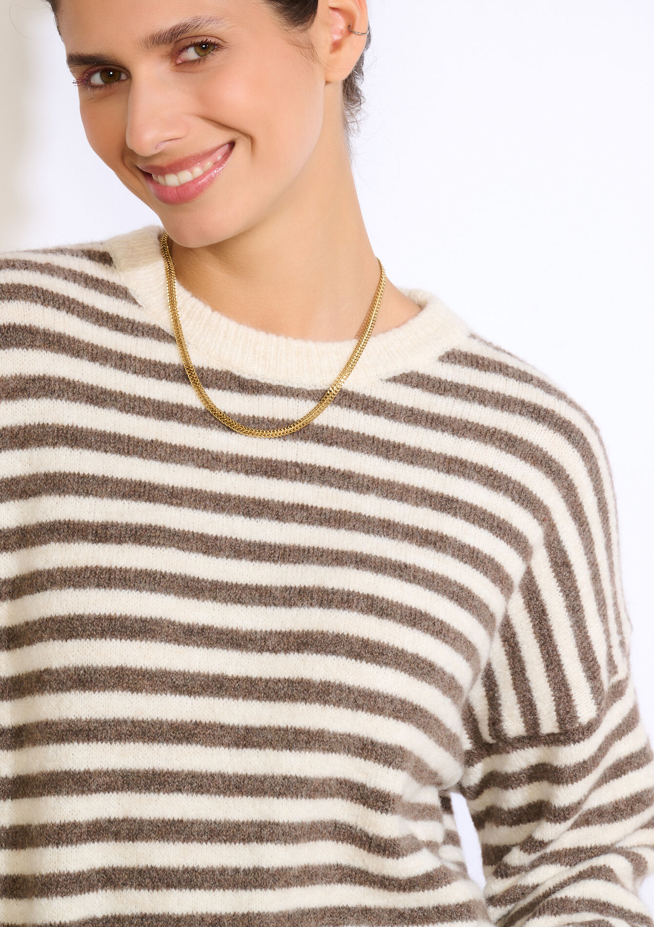 Oversized gestreepte trui, Oversized gestreepte trui - VANILLA WHITE - 04007108_1013