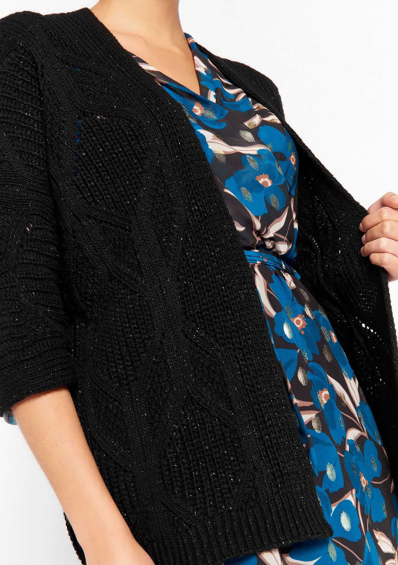 Cardigan en lurex, Cardigan en lurex - BLACK - 04100997_1119