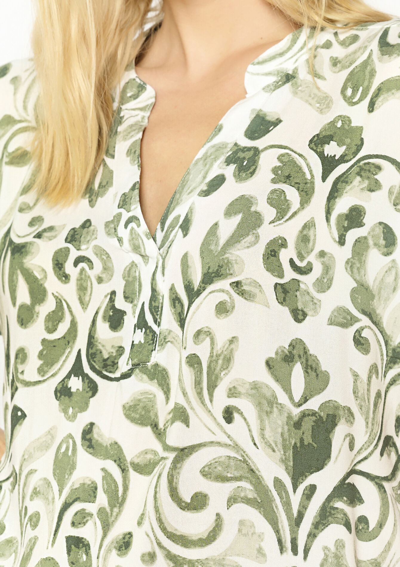 Grafische vloeiende jurk, Grafische vloeiende jurk - KHAKI FADED - 08103887_4326