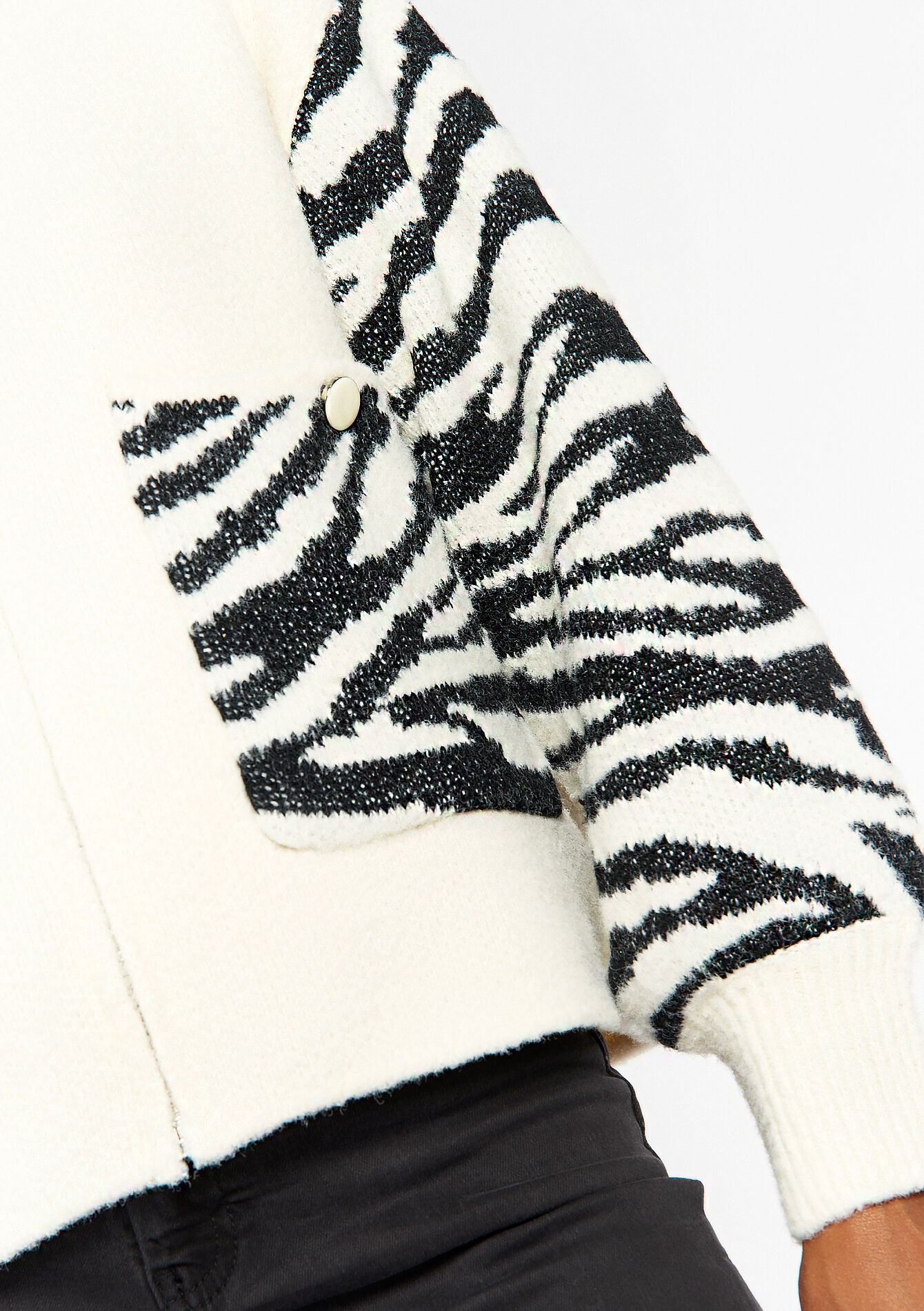 Cardigan with zebra print, Cardigan with zebra print - ECRU PEACH - 04101045_2564