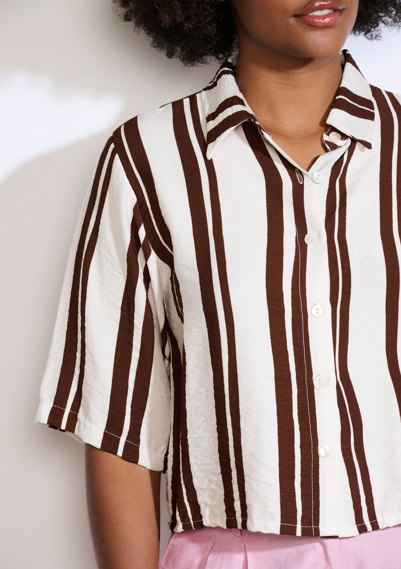 Gestreept soepel hemd, Gestreept soepel hemd - VANILLA WHITE - 05702918_1013