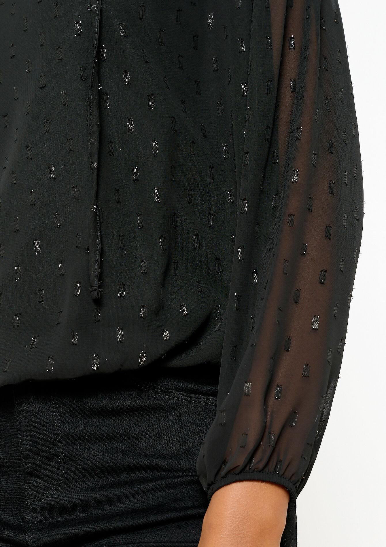 Blouse with voile, Blouse with voile - BLACK - 05702398_1119