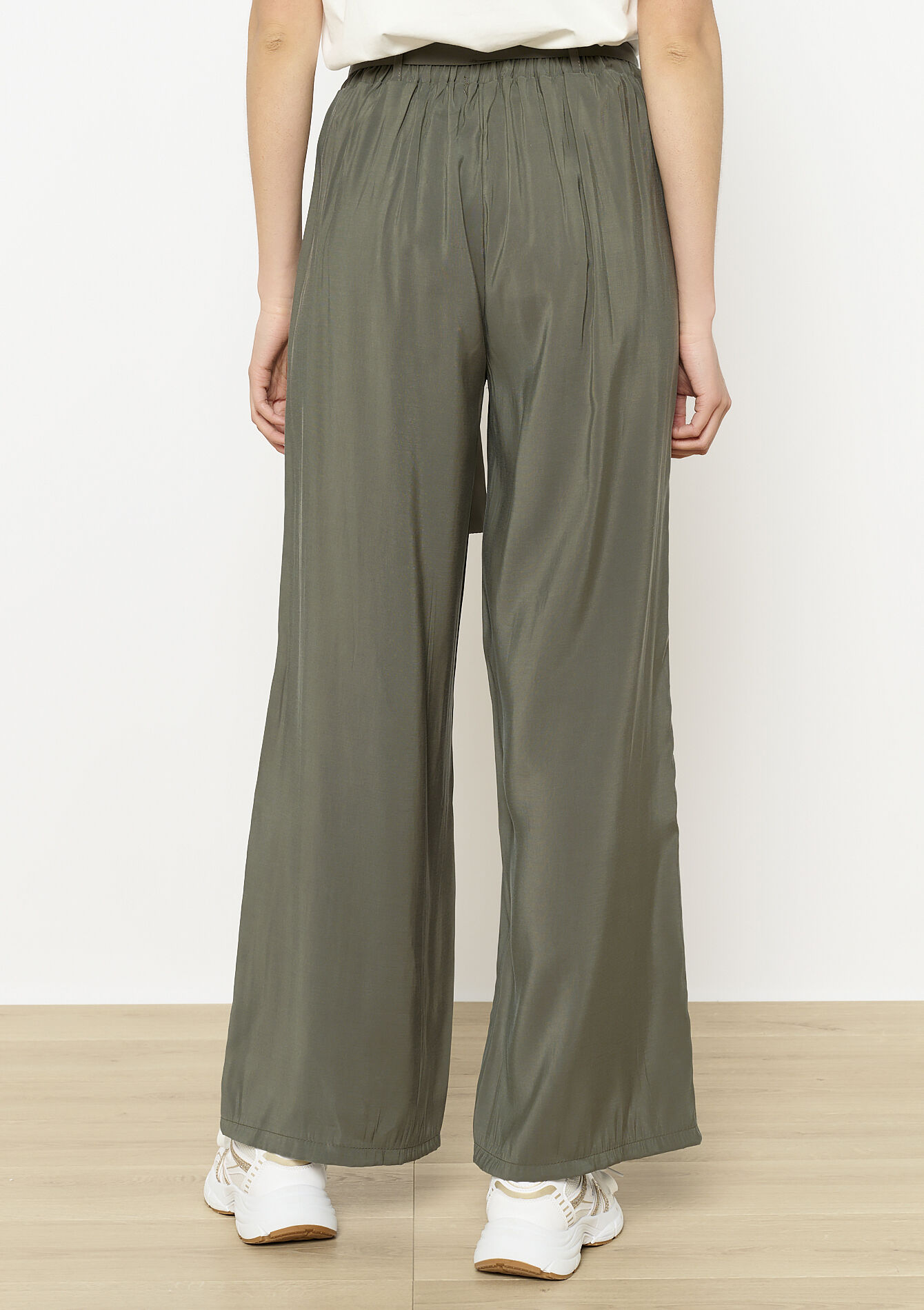 Viscose wijde broek, Viscose wijde broek - KHAKI MED - 06600979_4327