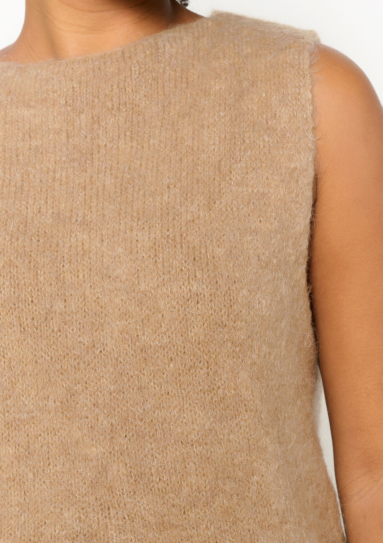 Pullover sans manches en mohair - CAMEL - 04006687_950