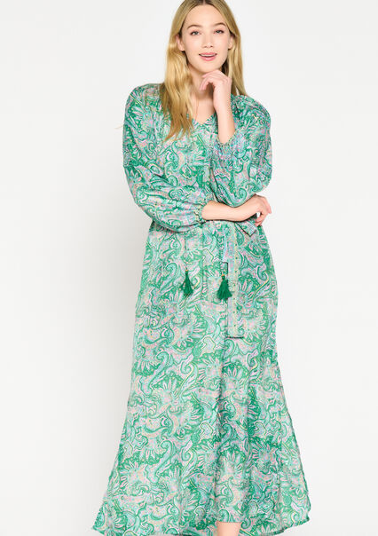 Maxi dress with paisley print - GREEN APPLE  - 08601831_1783