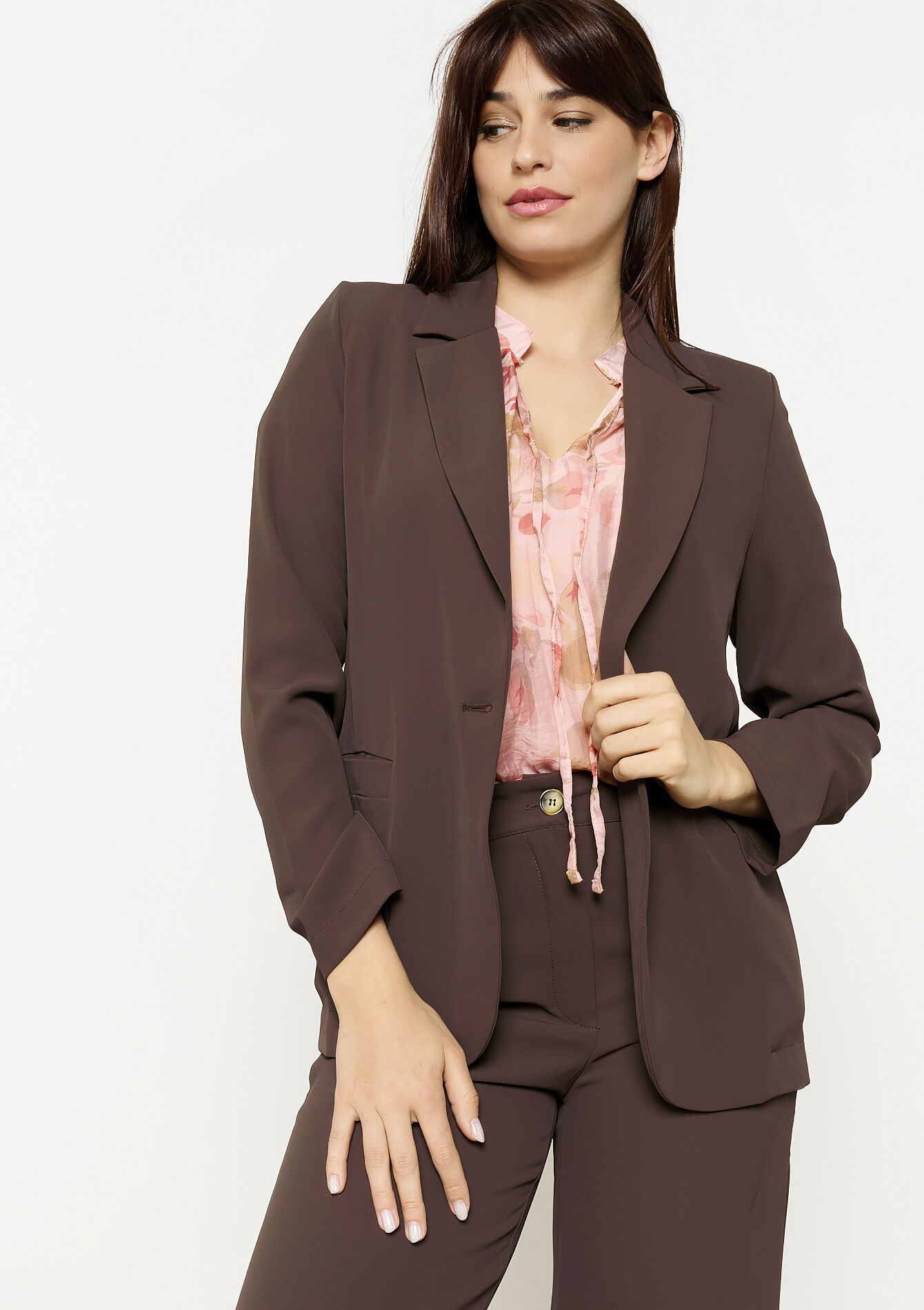 Blazer fluide femme - BROWN DARK CHOCOLATE - 09101059_3720