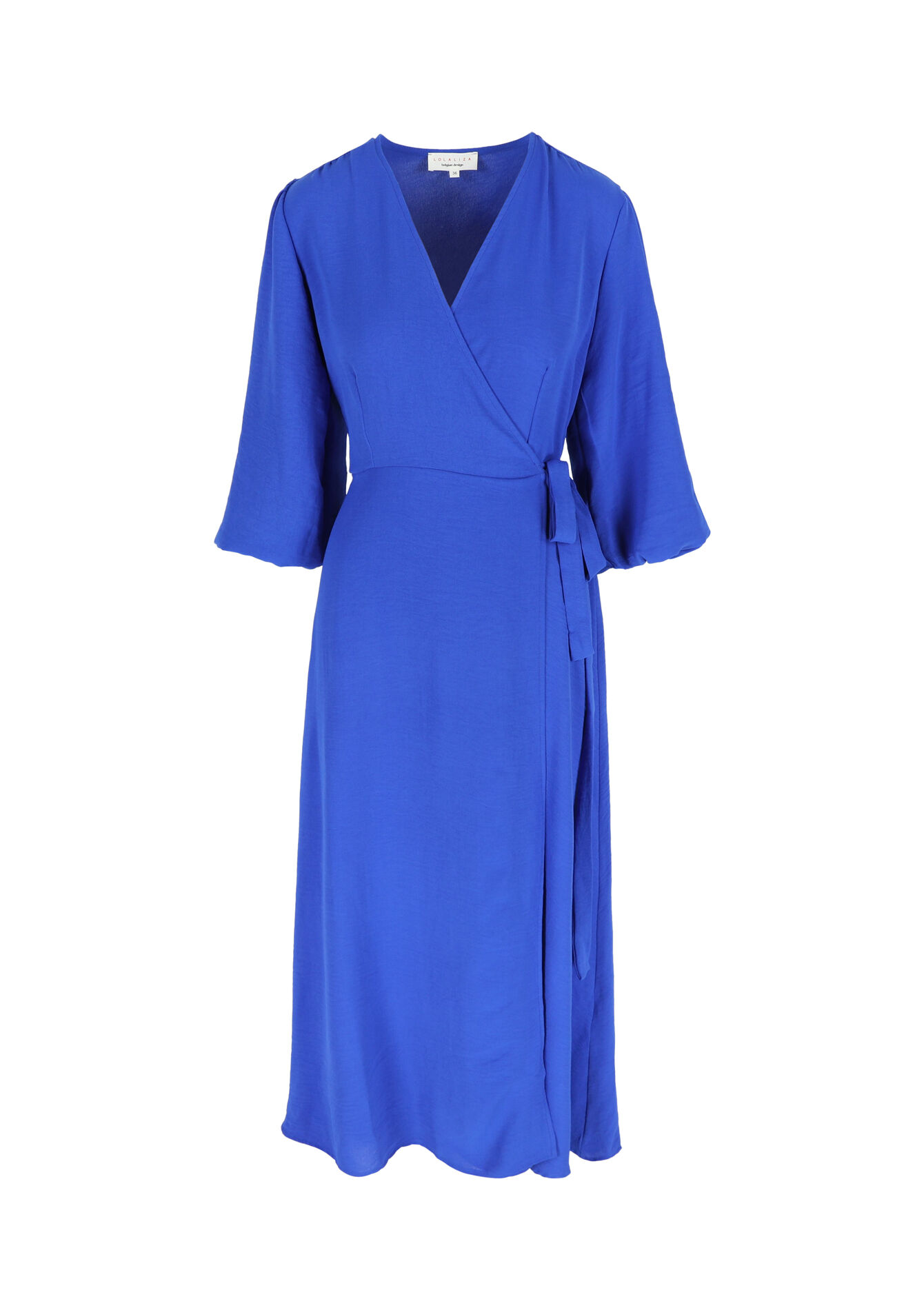 Wrap dress with balloon sleeves, Wrap dress with balloon sleeves - BLUE COBALT - 08602286_2925