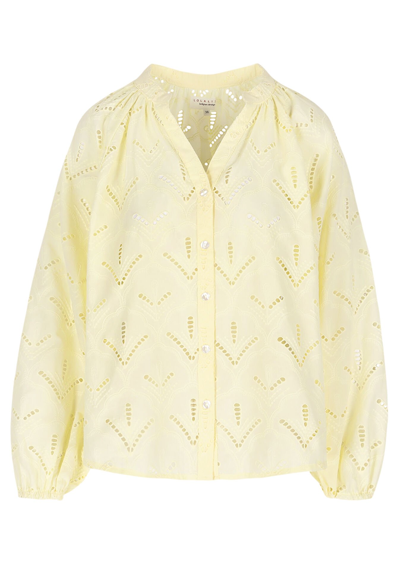 Luchtige blouse met ajourdetails - YELLOW PASTEL - 05702959_5004