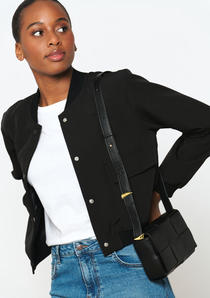 Imitation leather shoulder bag - BLACK - 1093078