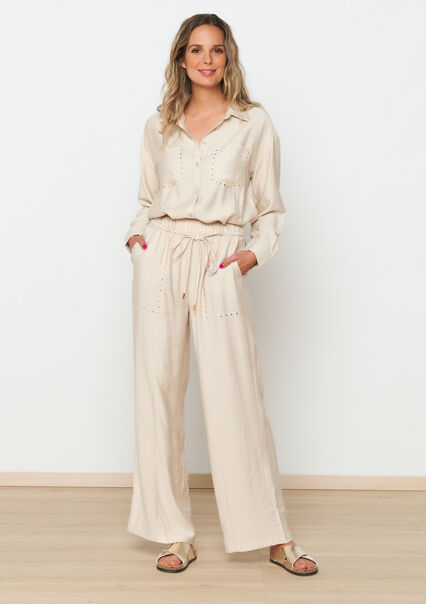 Trousers with studs - LT BEIGE - 06600831_2527