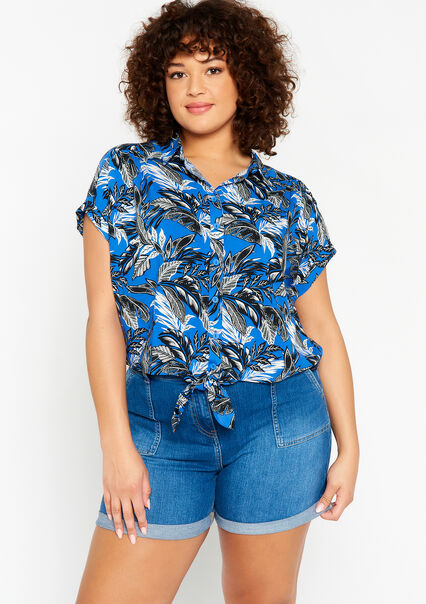 Tropical print shirt - BLUE FAIENCE - 05702075_1584
