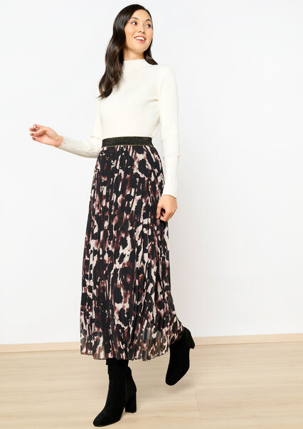 Maxi skirt with print - BLACK - 07101204_1119