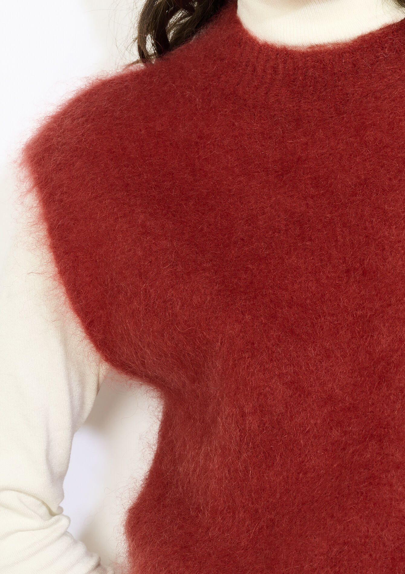 Mouwloze pluizige trui - BRIQUE ORANGE - 04007059_1272