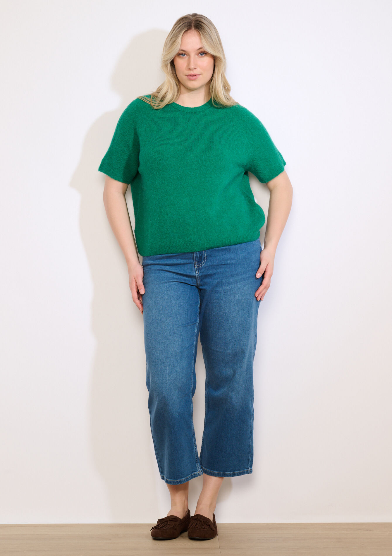 Gebreide trui met korte mouw - GREEN EMERALD - 04007206_4511