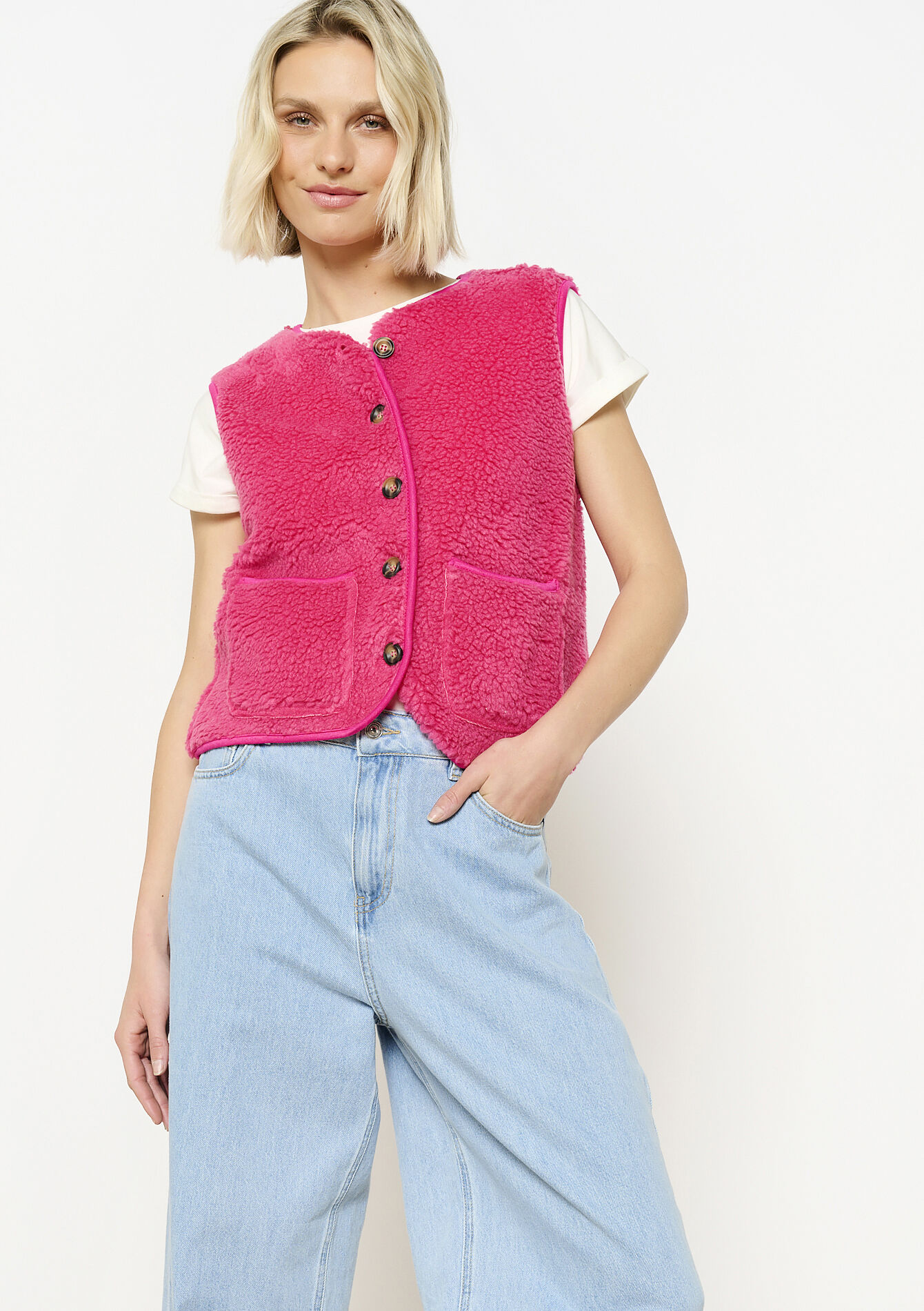 Teddy cardigan, Teddy cardigan - PINK BUBBLEGUM - 09001466_1477