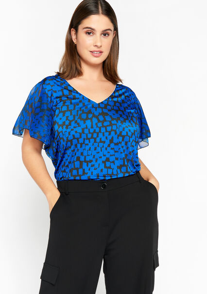 Blouse with print - BLUE ELECTRICAL - 02301285_2805