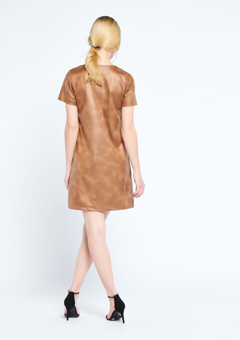 Jurk In Imitatieleer Met V Hals Lolaliza