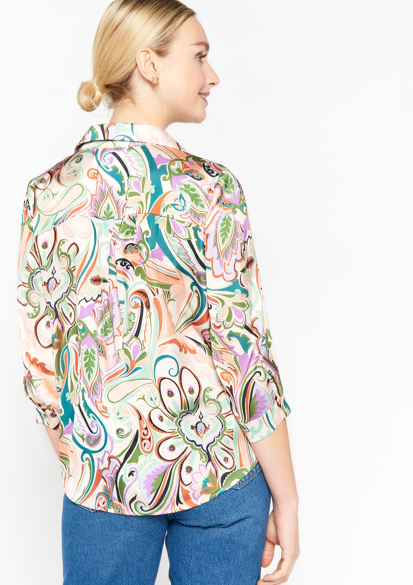 Chemise en satin à imprimé Paisley - VANILLA WHITE - 05702150_1013